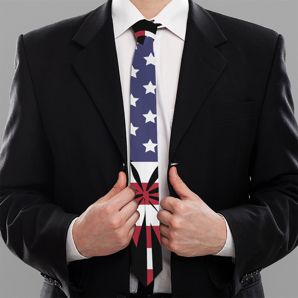 American Cannabis Leaf Flag Print Necktie