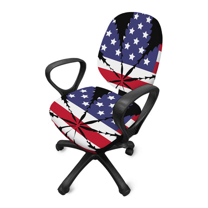 American Cannabis Leaf Flag Print Office Chair Cover