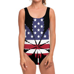 American Cannabis Leaf Flag Print One Piece Swimsuit