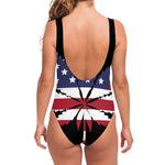 American Cannabis Leaf Flag Print One Piece Swimsuit