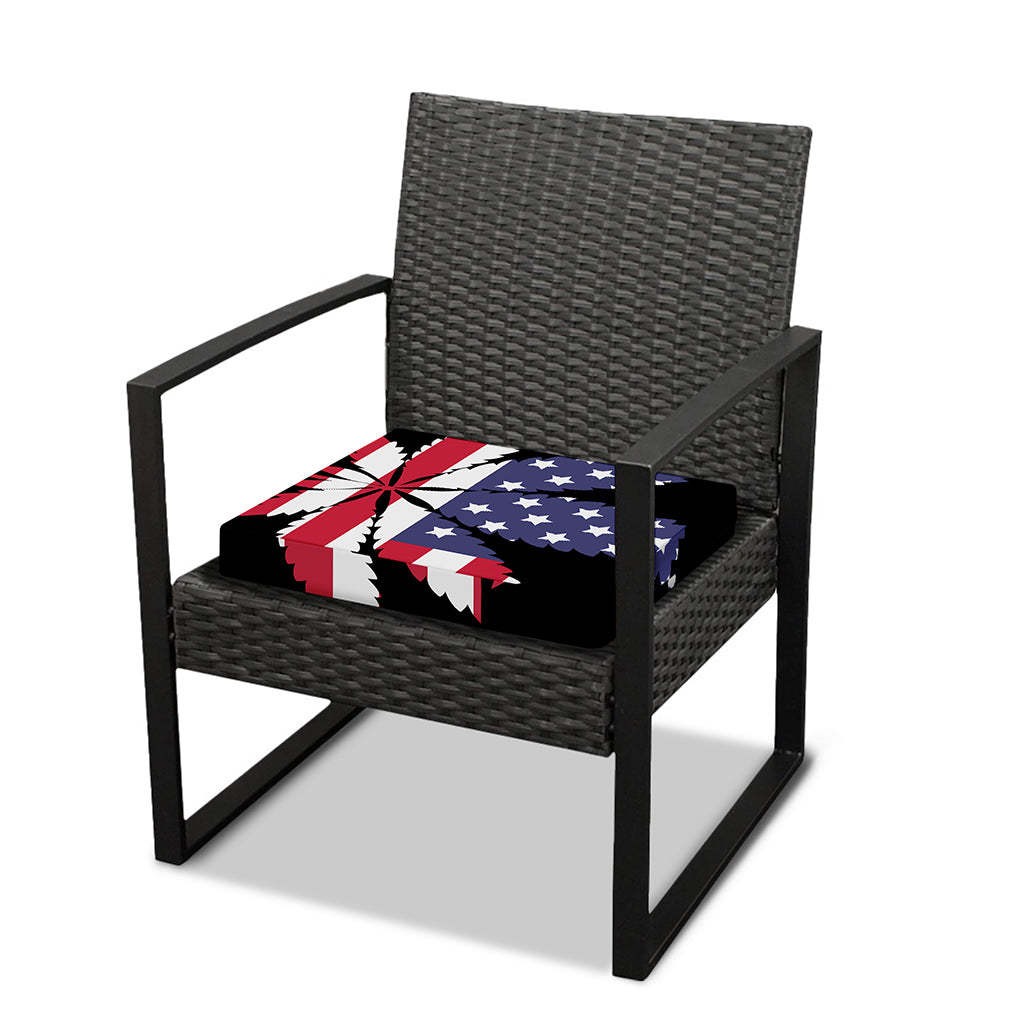 American Cannabis Leaf Flag Print Outdoor Seat Cushion Cover