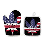 American Cannabis Leaf Flag Print Oven Mitt And Pot Holder Set