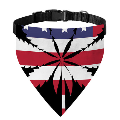 American Cannabis Leaf Flag Print Over The Collar Dog Bandana