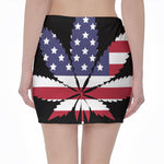 American Cannabis Leaf Flag Print Pencil Mini Skirt