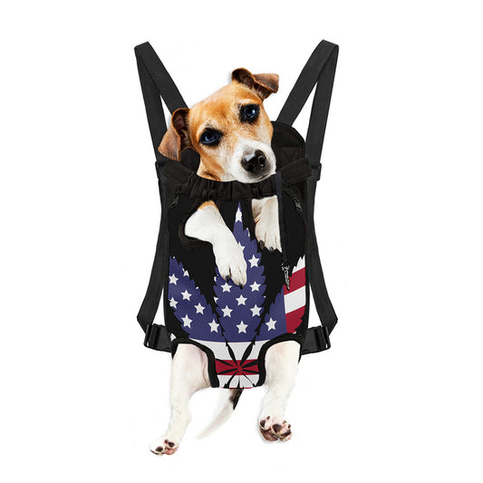 American Cannabis Leaf Flag Print Pet Carrier Backpack
