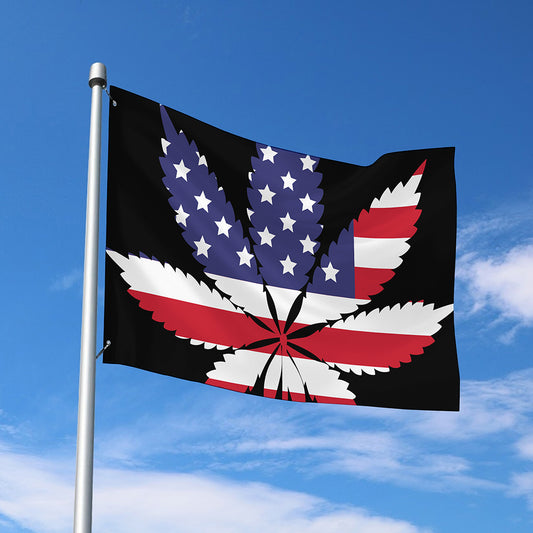American Cannabis Leaf Flag Print Polyester Flag