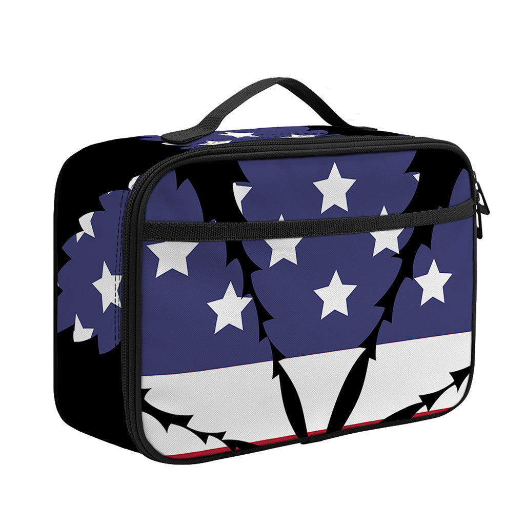 American Cannabis Leaf Flag Print Portable Lunch Bag