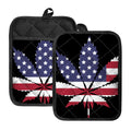 American Cannabis Leaf Flag Print Pot Holders With Pocket