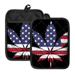American Cannabis Leaf Flag Print Pot Holders With Pocket