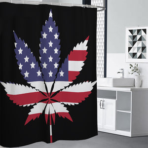 American Cannabis Leaf Flag Print Premium Shower Curtain