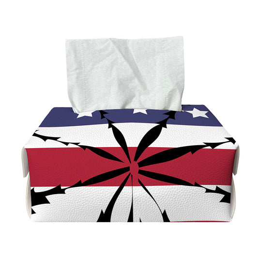 American Cannabis Leaf Flag Print Rectangle Tissue Box Cover