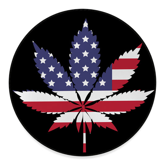 American Cannabis Leaf Flag Print Round Floor Mat