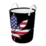American Cannabis Leaf Flag Print Round Laundry Basket