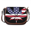 American Cannabis Leaf Flag Print Saddle Bag