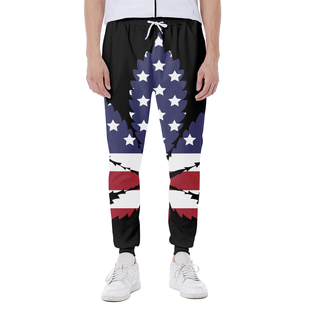 American Cannabis Leaf Flag Print Scuba Joggers