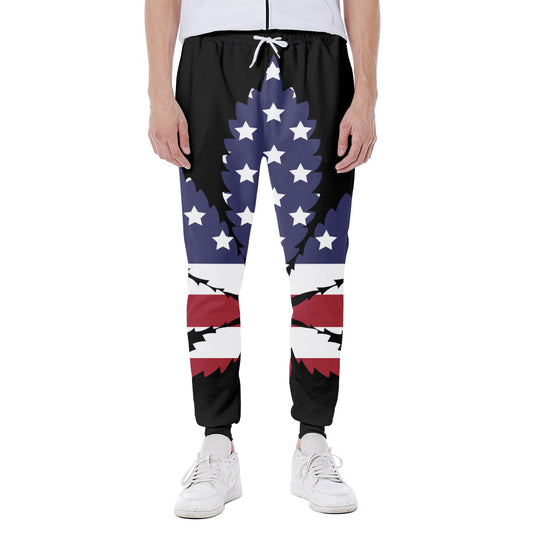 American Cannabis Leaf Flag Print Scuba Joggers
