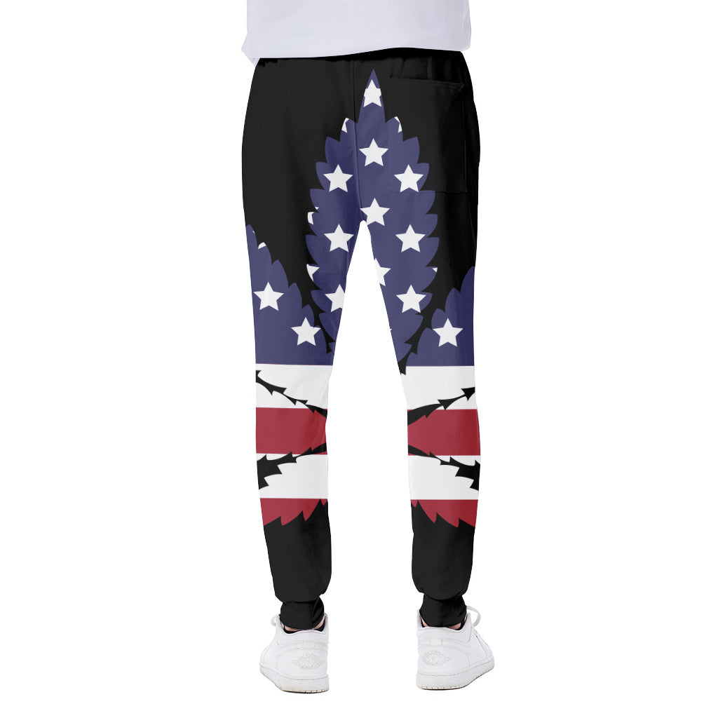 American Cannabis Leaf Flag Print Scuba Joggers