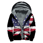 American Cannabis Leaf Flag Print Sherpa Lined Zip Up Hoodie