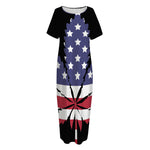 American Cannabis Leaf Flag Print Short Sleeve Long Nightdress