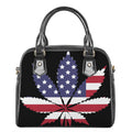 American Cannabis Leaf Flag Print Shoulder Handbag