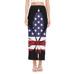 American Cannabis Leaf Flag Print Side Slit Maxi Skirt