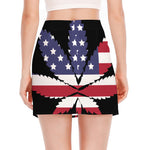 American Cannabis Leaf Flag Print Side Slit Mini Skirt