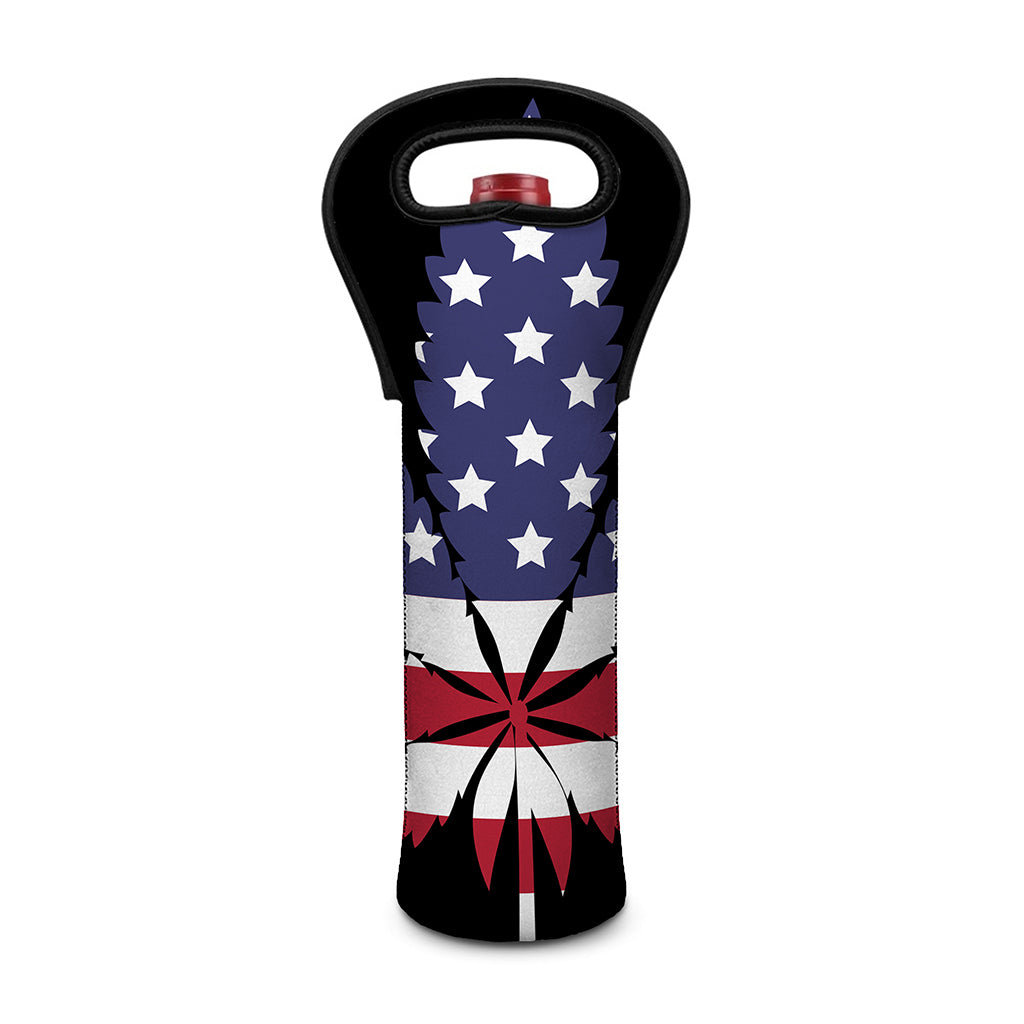 American Cannabis Leaf Flag Print Single Neoprene Wine Tote