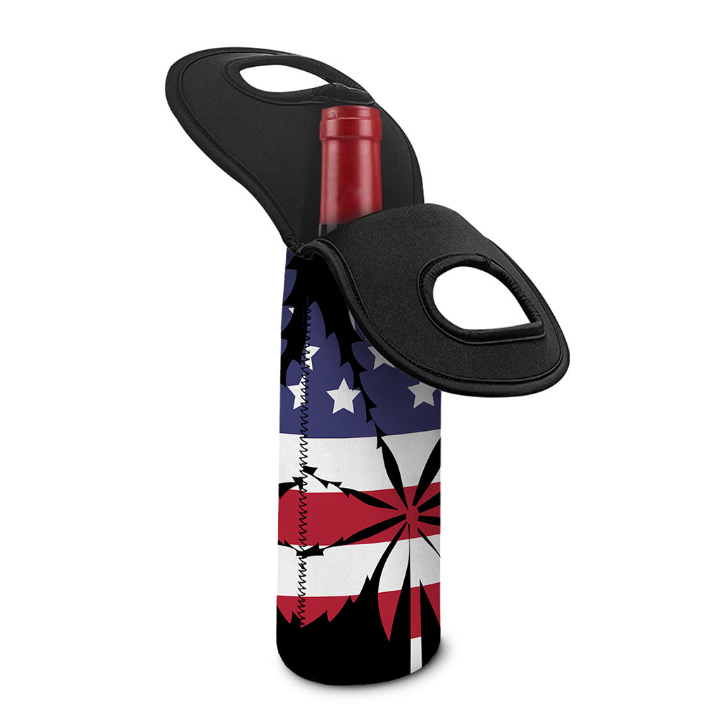 American Cannabis Leaf Flag Print Single Neoprene Wine Tote