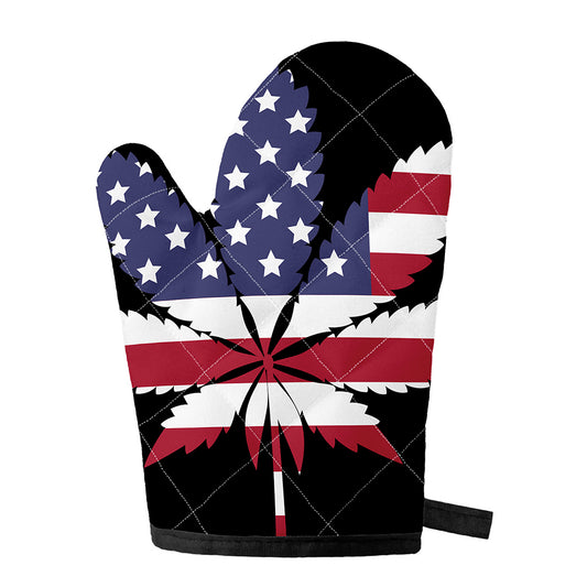 American Cannabis Leaf Flag Print Single Oven Mitt