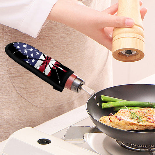 American Cannabis Leaf Flag Print Skillet Handle Cover