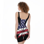 American Cannabis Leaf Flag Print Sleeveless Bodycon Dress