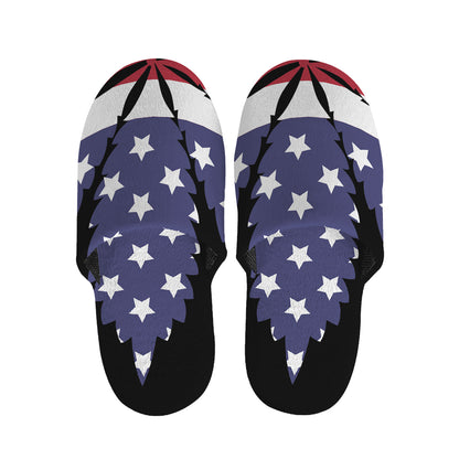 American Cannabis Leaf Flag Print Slippers
