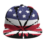 American Cannabis Leaf Flag Print Snapback Cap