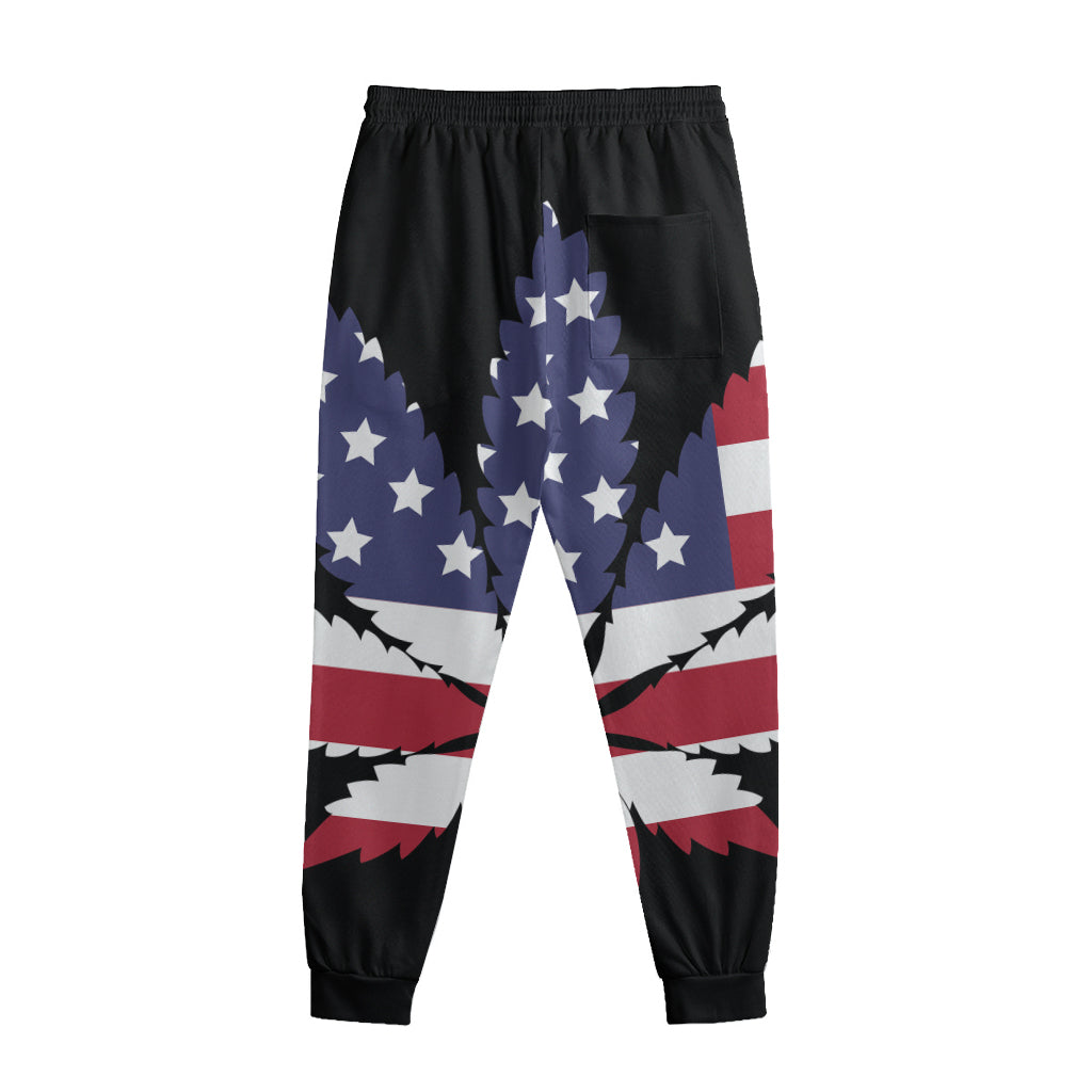 American Cannabis Leaf Flag Print Sweatpants