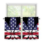 American Cannabis Leaf Flag Print Tier Curtains