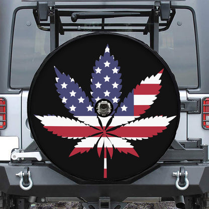 American Cannabis Leaf Flag Print Tire Cover With Camera Hole