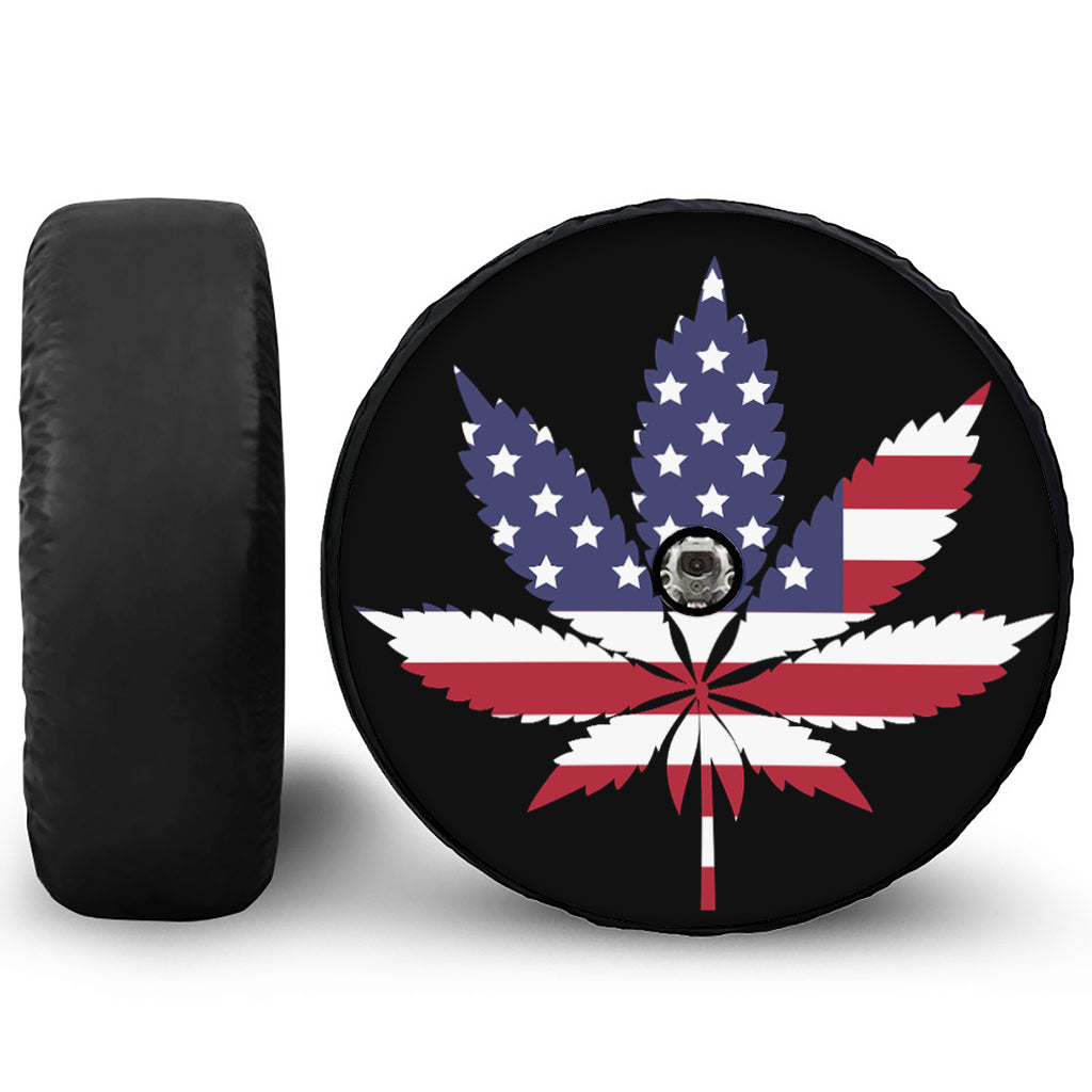 American Cannabis Leaf Flag Print Tire Cover With Camera Hole