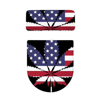 American Cannabis Leaf Flag Print Toilet Lid And Tank Cover Set