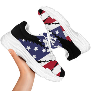 American Cannabis Leaf Flag Print White Chunky Shoes