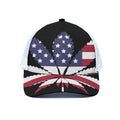 American Cannabis Leaf Flag Print White Mesh Trucker Hat