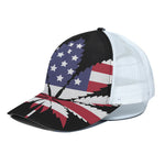 American Cannabis Leaf Flag Print White Mesh Trucker Cap