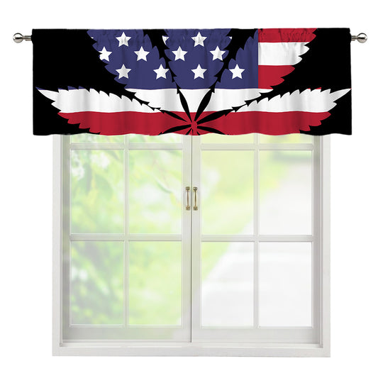 American Cannabis Leaf Flag Print Window Valance
