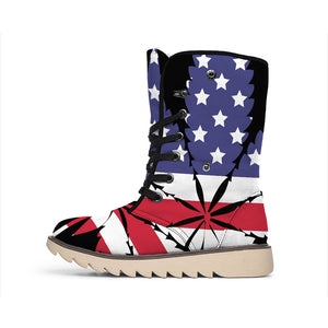 American Cannabis Leaf Flag Print Winter Boots