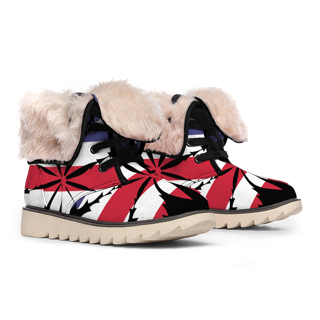 American Cannabis Leaf Flag Print Winter Boots