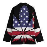 American Cannabis Leaf Flag Print Women's Blazer