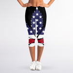 American Cannabis Leaf Flag Print Women's Capri Leggings