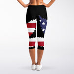American Cannabis Leaf Flag Print Women's Capri Leggings