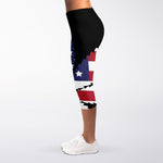 American Cannabis Leaf Flag Print Women's Capri Leggings