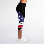 American Cannabis Leaf Flag Print Women's Capri Leggings
