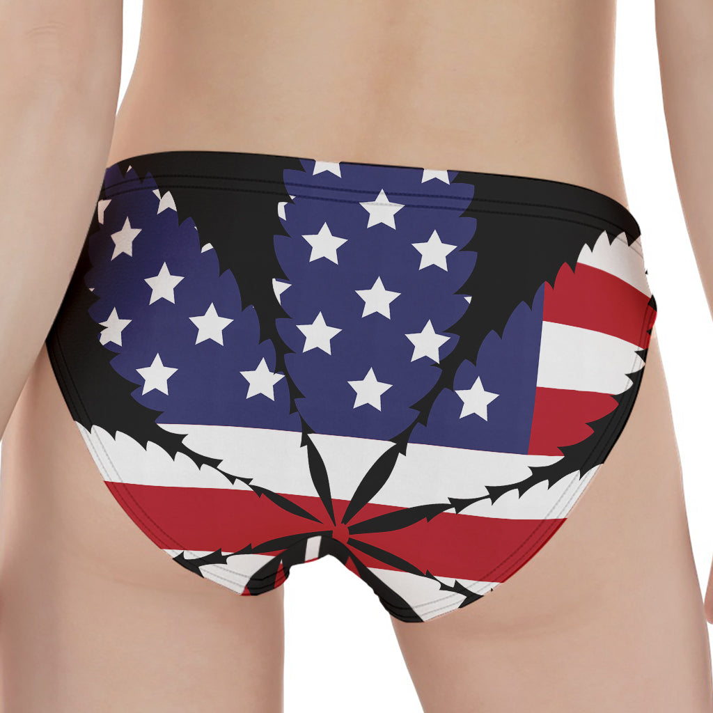 American Cannabis Leaf Flag Print Women's Panties